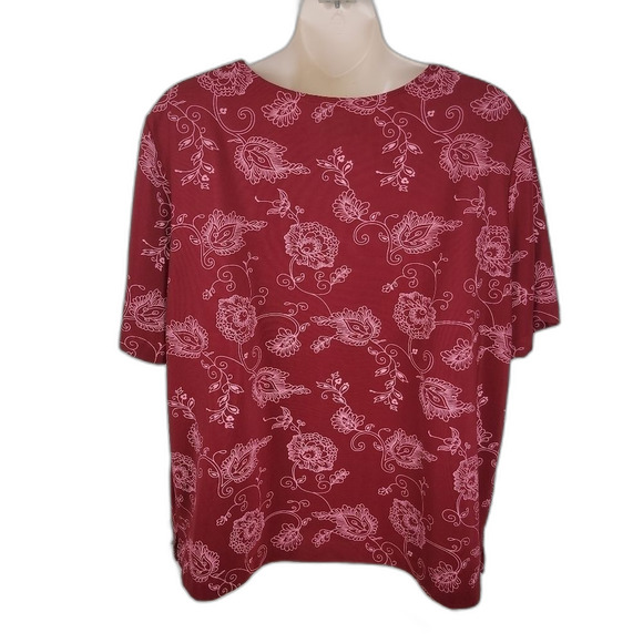 Susan graver floral short sleeve top 1x - Picture 5 of 6